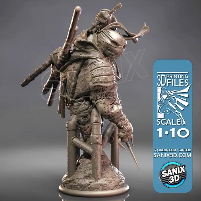 STL - Busto de tortuga ninja samurái render 4