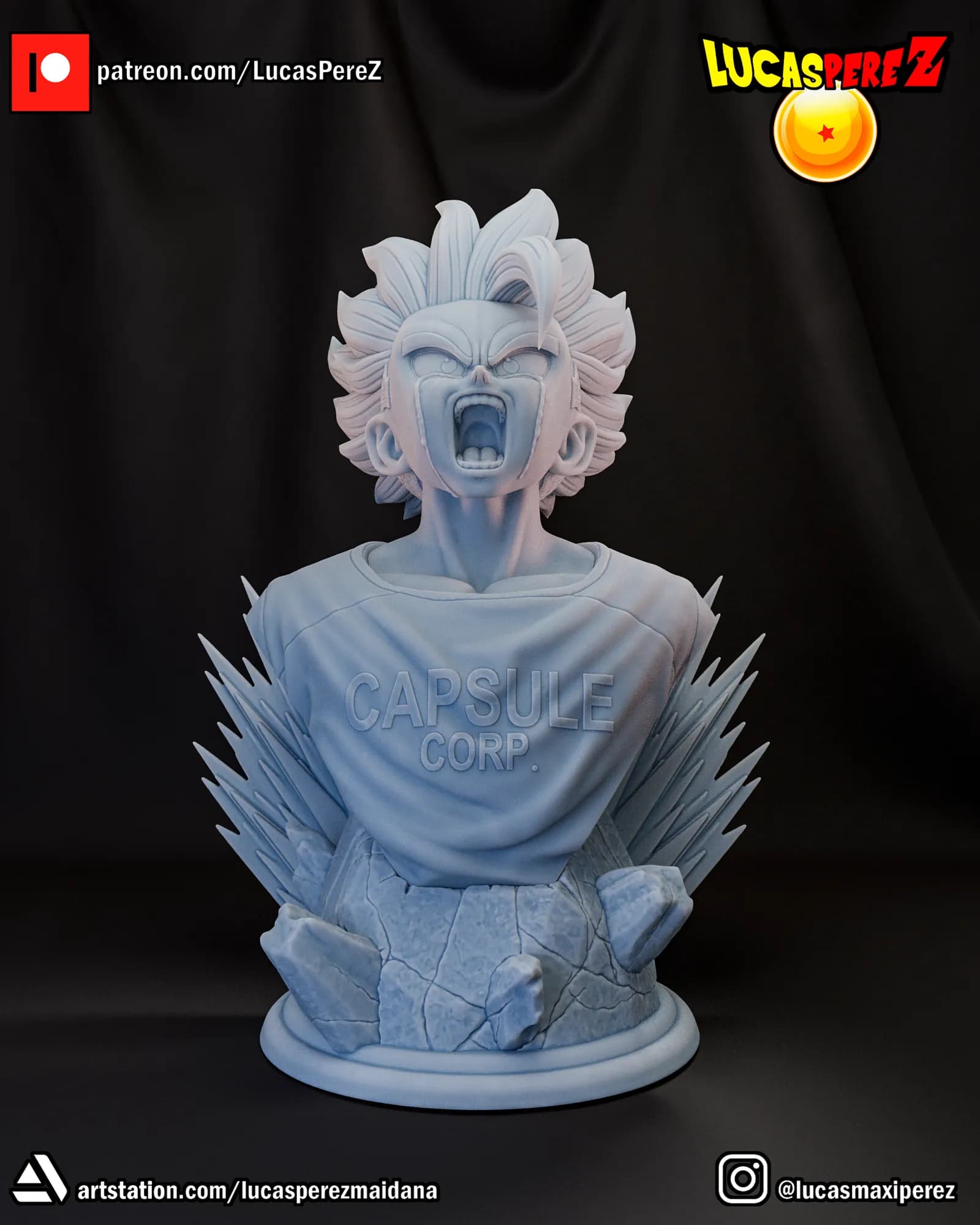 STL - Busto de Trunks llorando render 2
