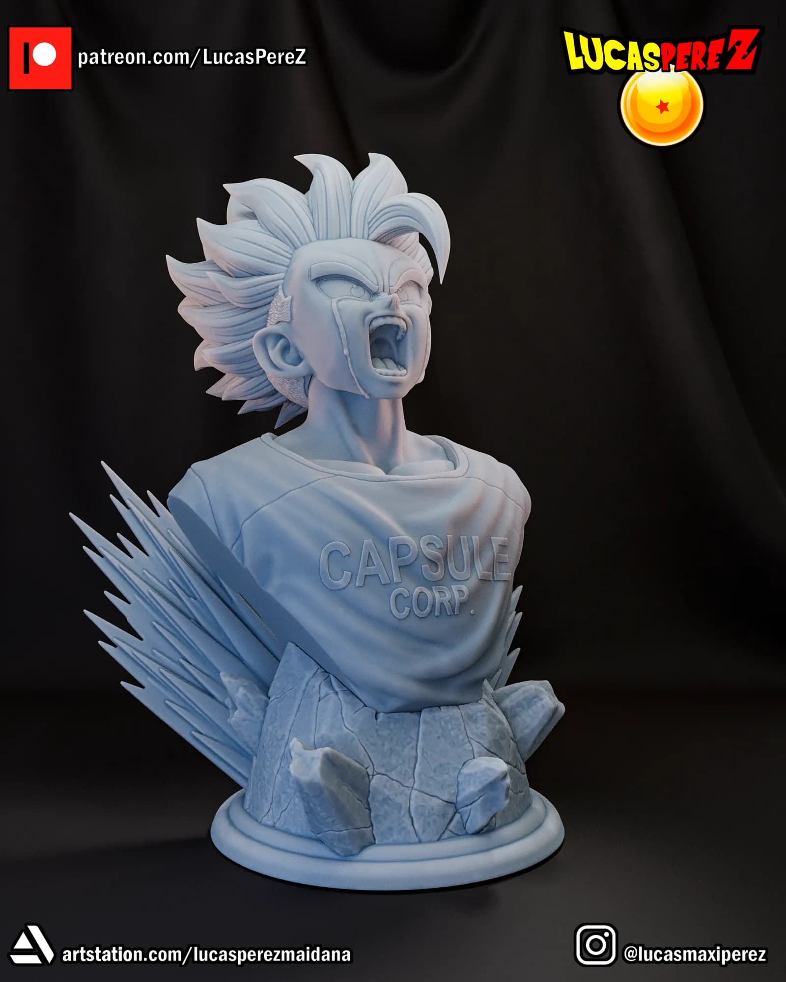STL - Busto de Trunks llorando render 3