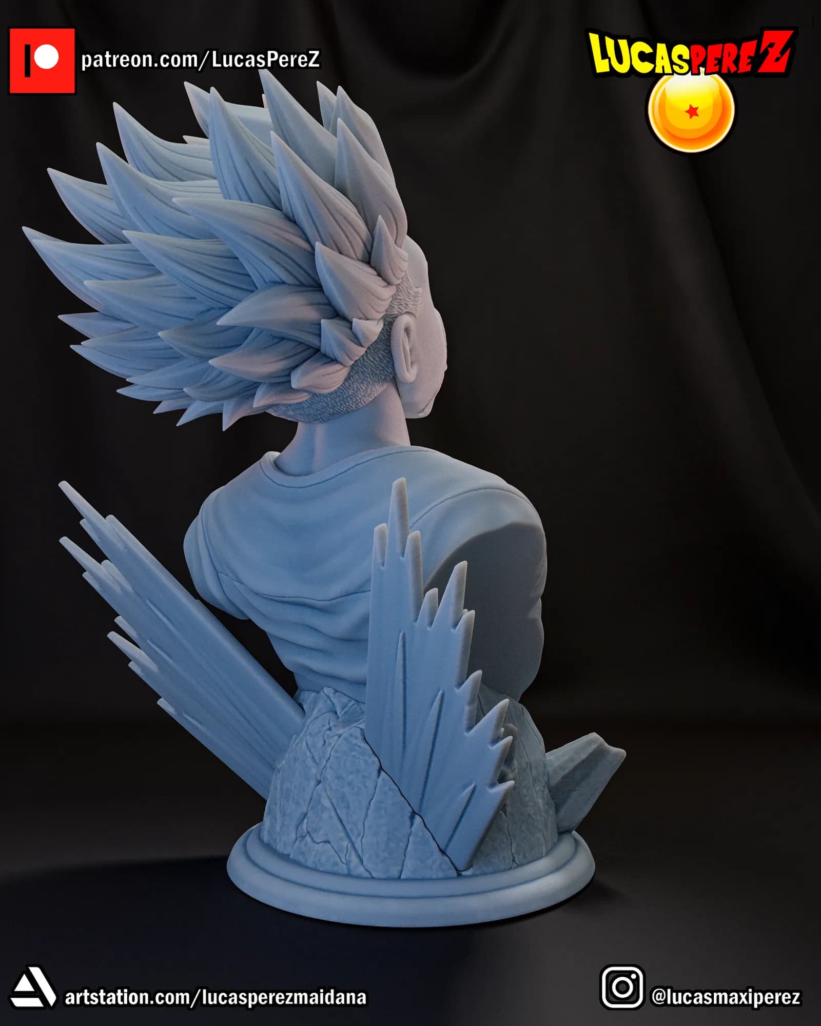 STL - Busto de Trunks llorando render 4
