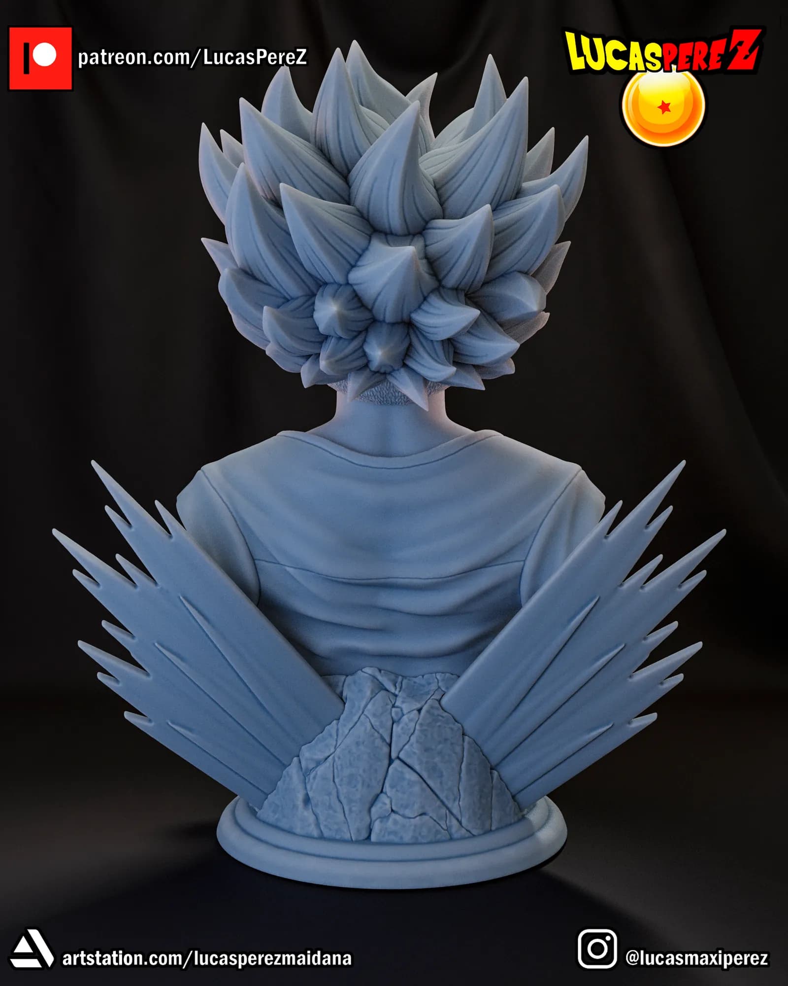 STL - Busto de Trunks llorando render 5