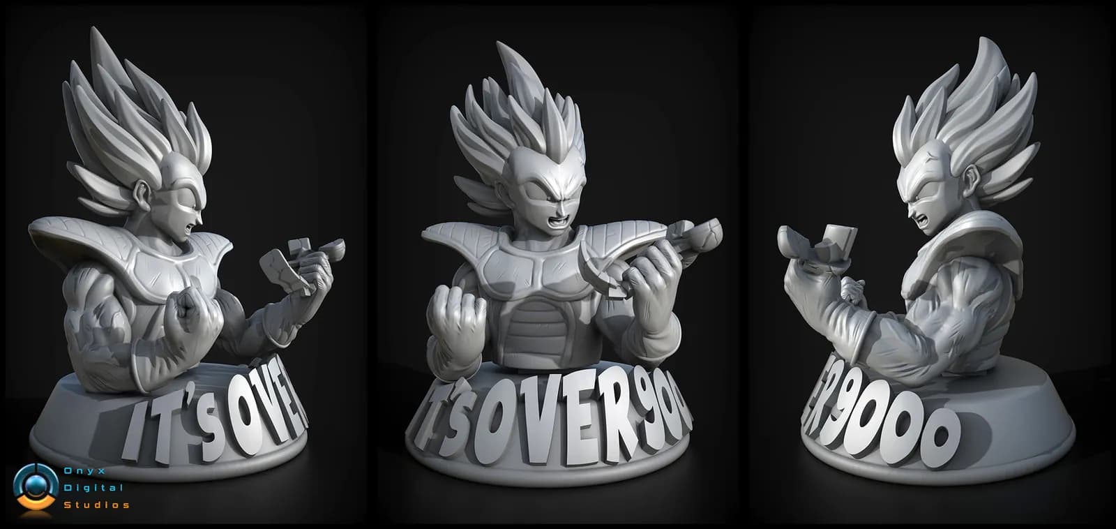 STL - Busto de Vegeta "It's Over 9000" render 3
