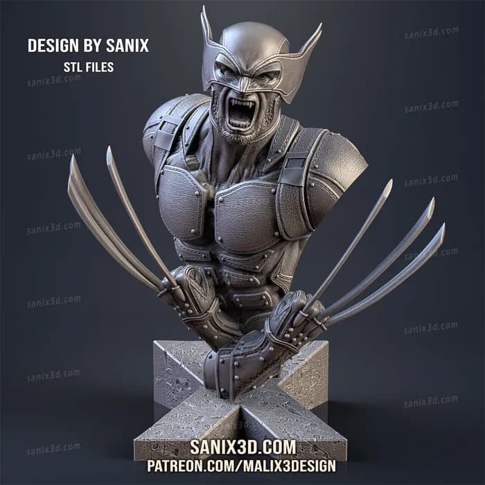 STL - Busto de Wolverine estilo clásico render 2