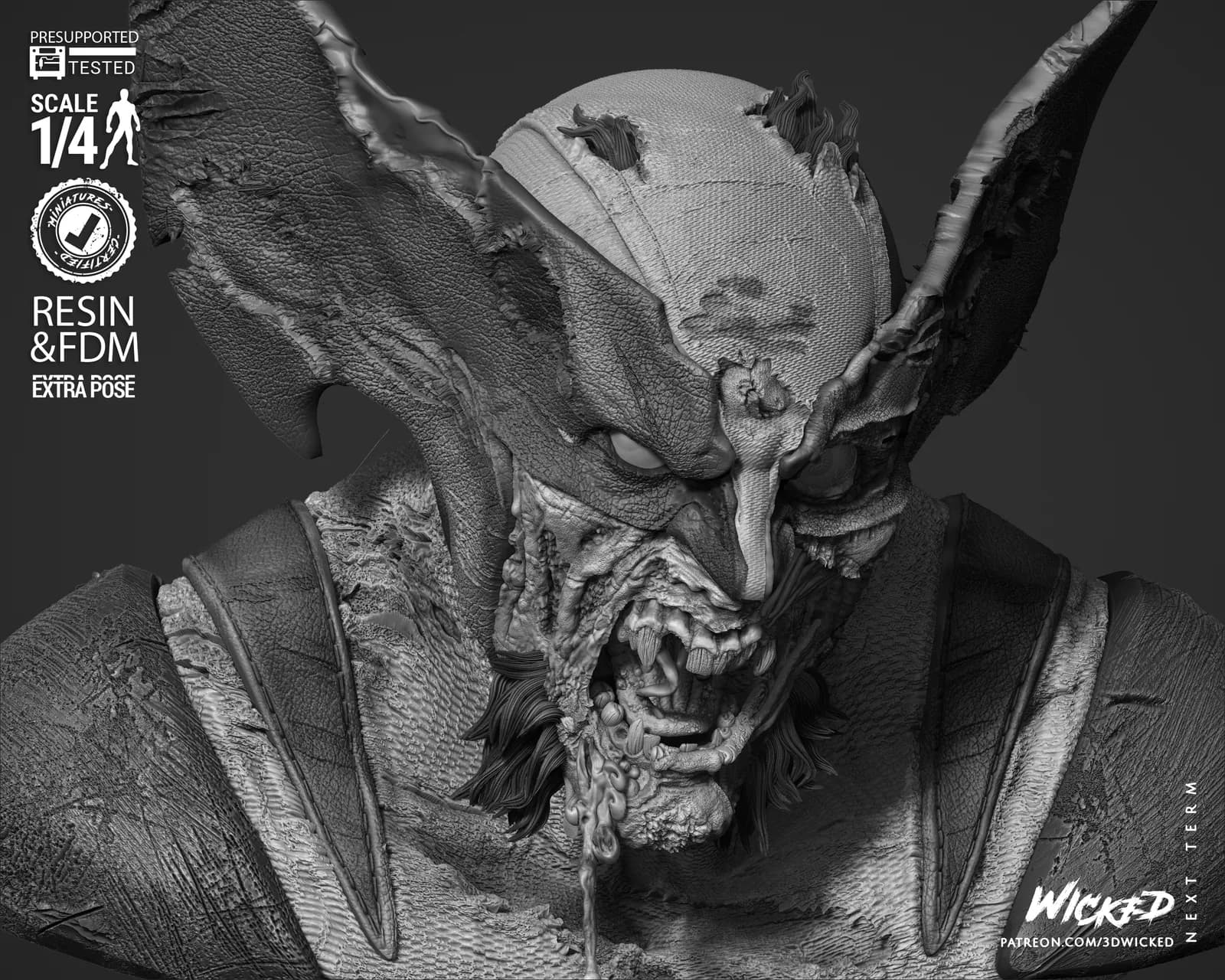STL - Busto de Wolverine Zombie render 3