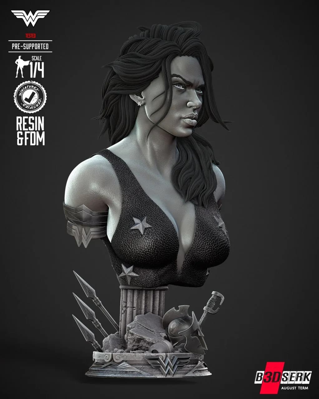 STL - Busto de Wonder Woman 4 render 2