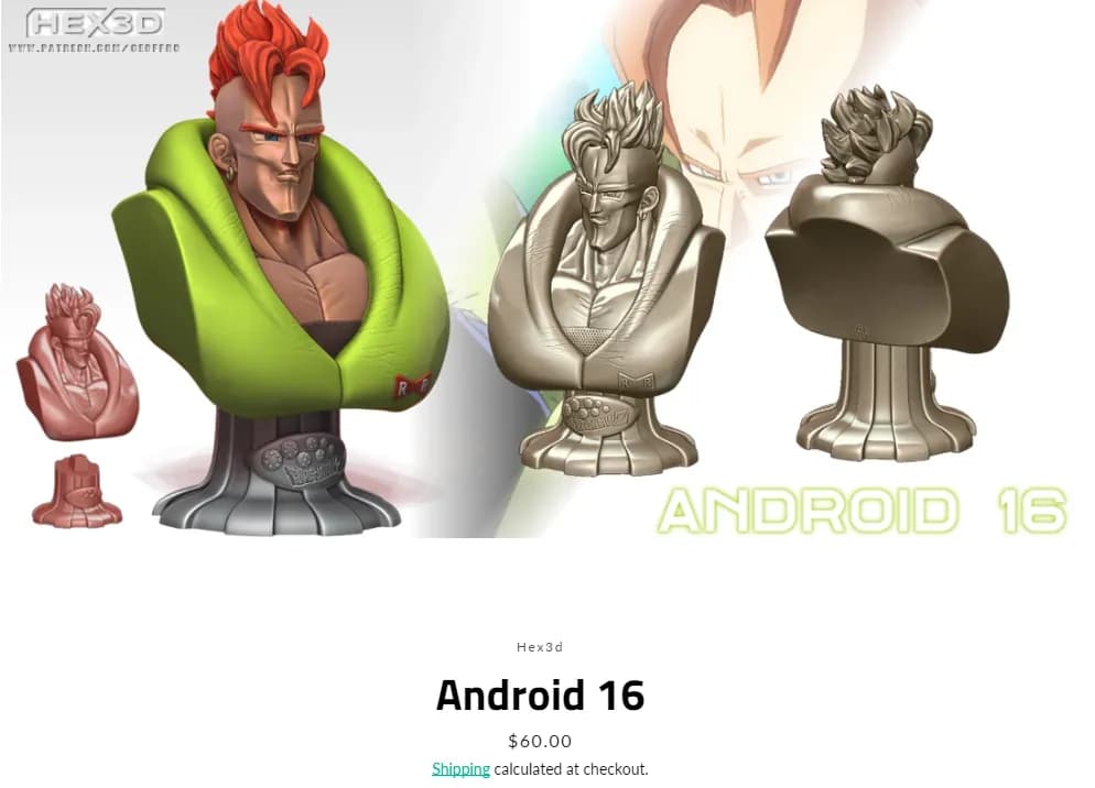 STL - Busto del Androide 16 2 render 2