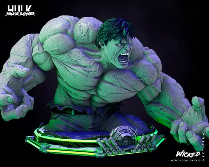 STL - Busto del Increíble Hulk Smash render 3