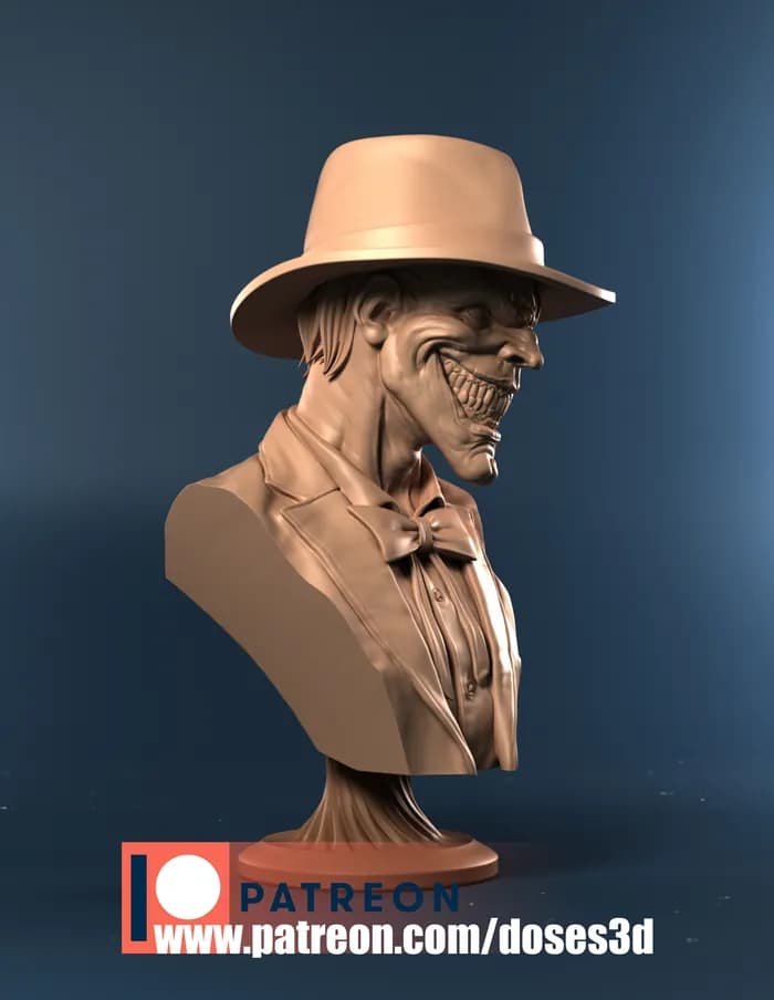 STL - Busto del Joker con sombrero render 4