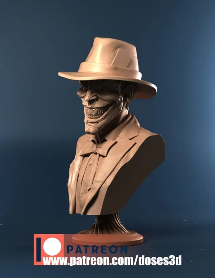 STL - Busto del Joker con sombrero render 5