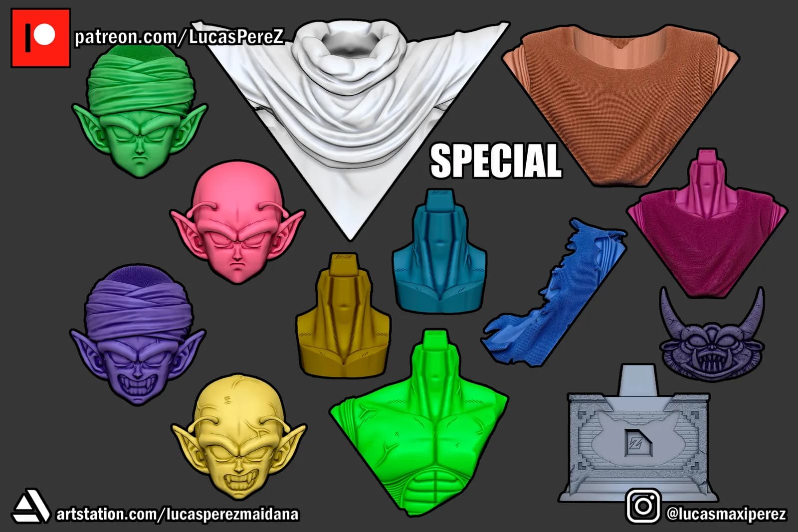 STL - Busto especial de Piccolo render 2