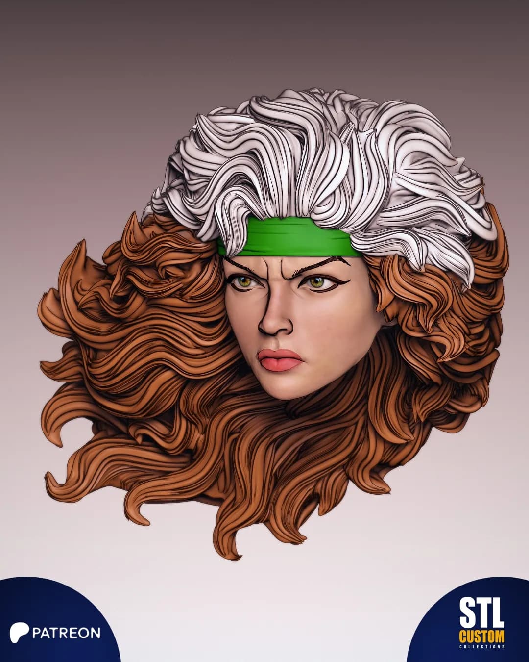 STL - Busto Rogue Jim Lee render 2