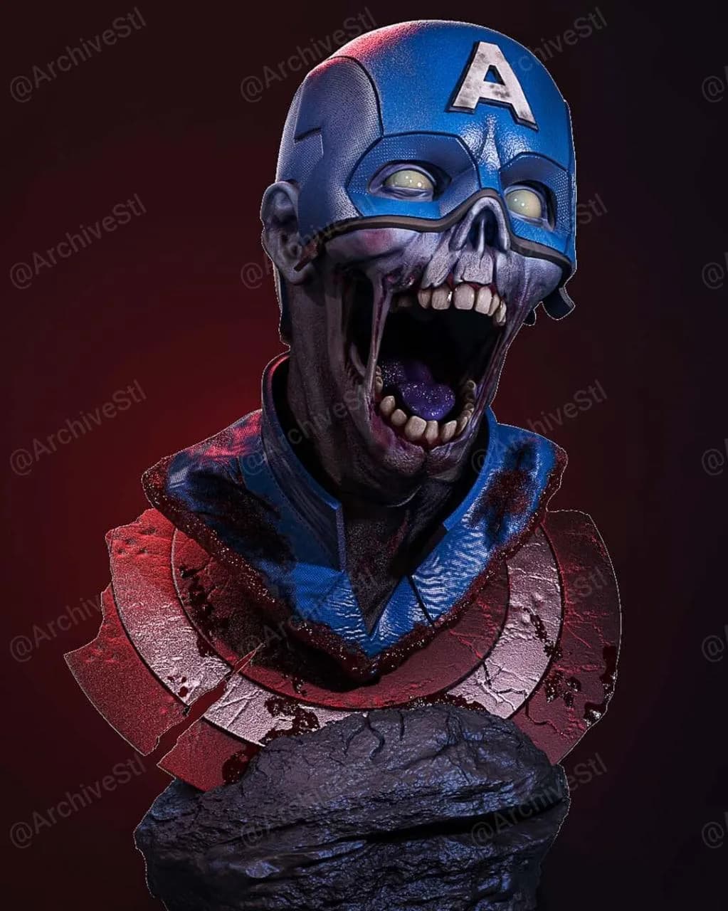 STL - Busto Zombie de Capitán América
