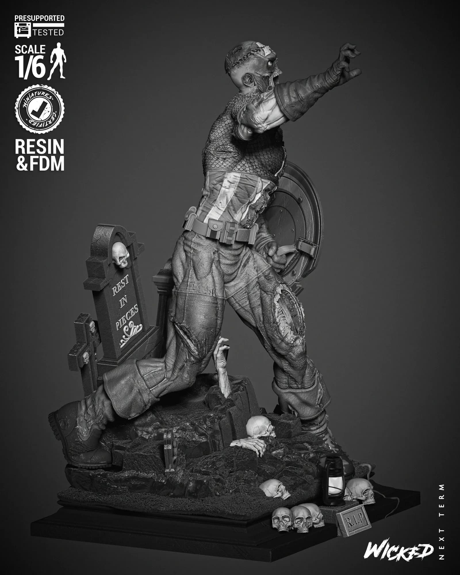 STL - Busto Zombie de Capitán América render 3