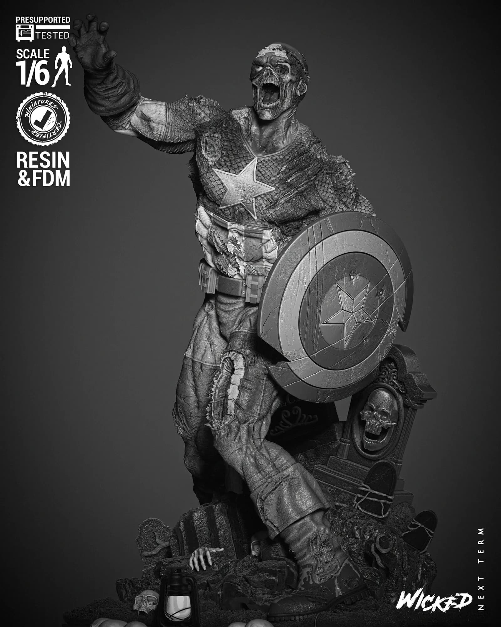 STL - Busto Zombie de Capitán América render 5