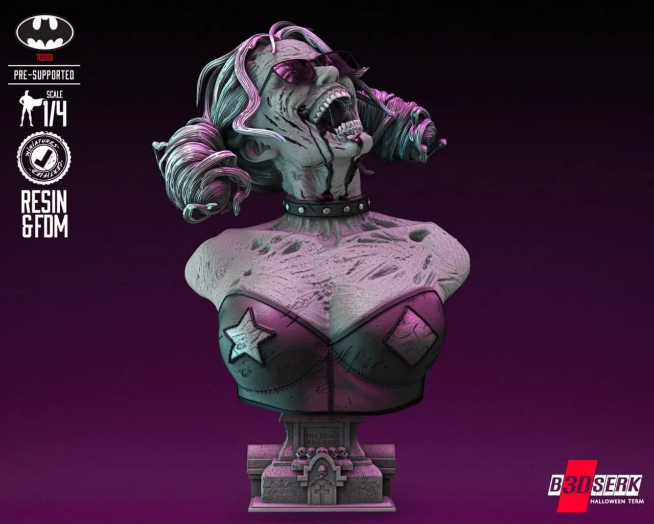 STL - Busto Zombie de Harley Quinn