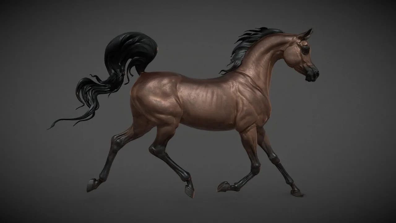 STL - Caballo árabe marrón en 3D