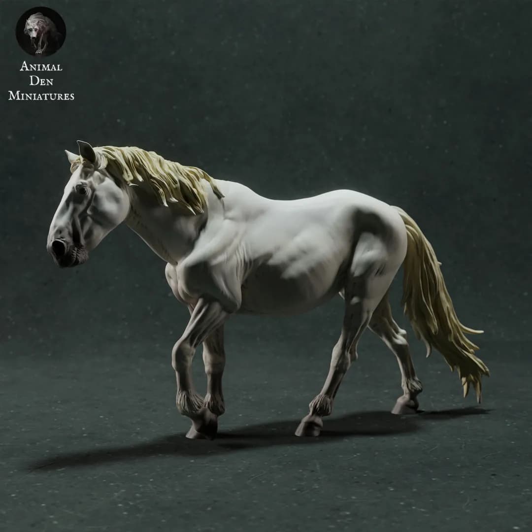 STL - Caballo Camargue Blanco render 2