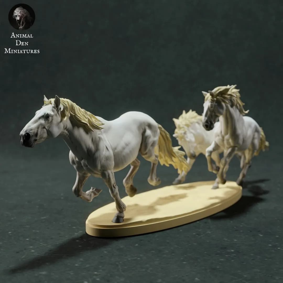 STL - Caballos Camargueses Corriendo