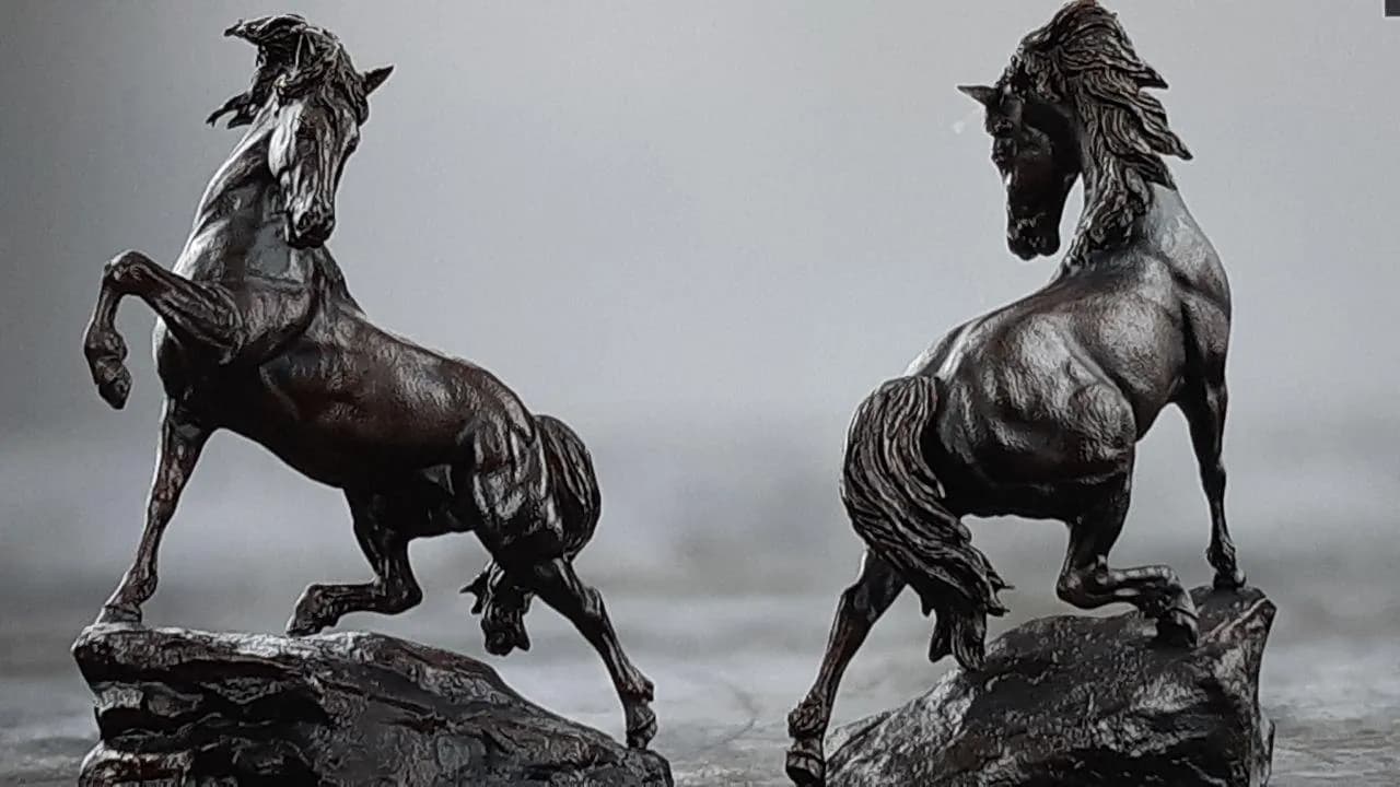 STL - Caballos sobre rocas render 2