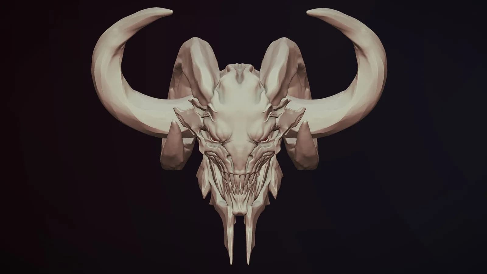 STL - Cabeza de demonio con cuernos render 2