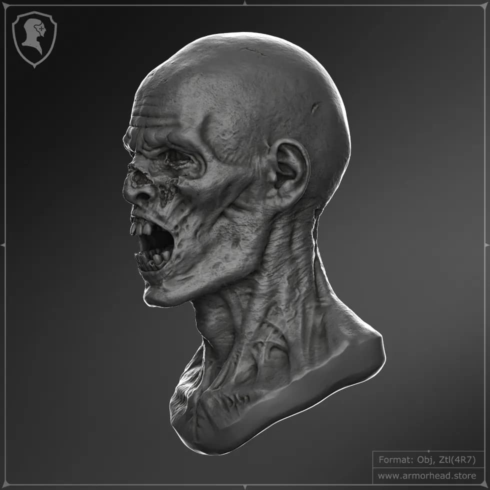 STL - Cabeza de zombie detallada 2