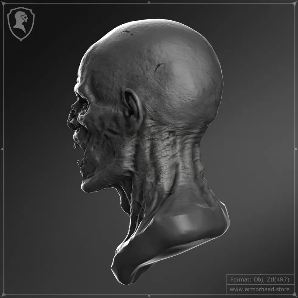 STL - Cabeza de zombie detallada 2