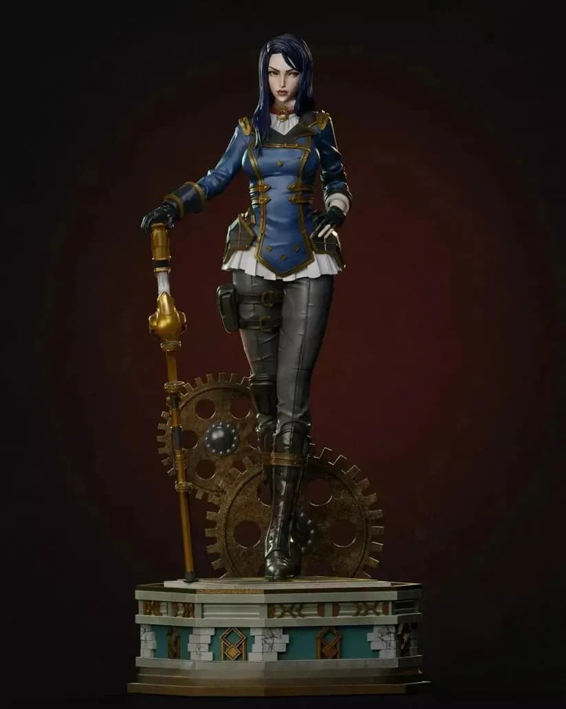 STL - Caitlyn Arcane figura render 4