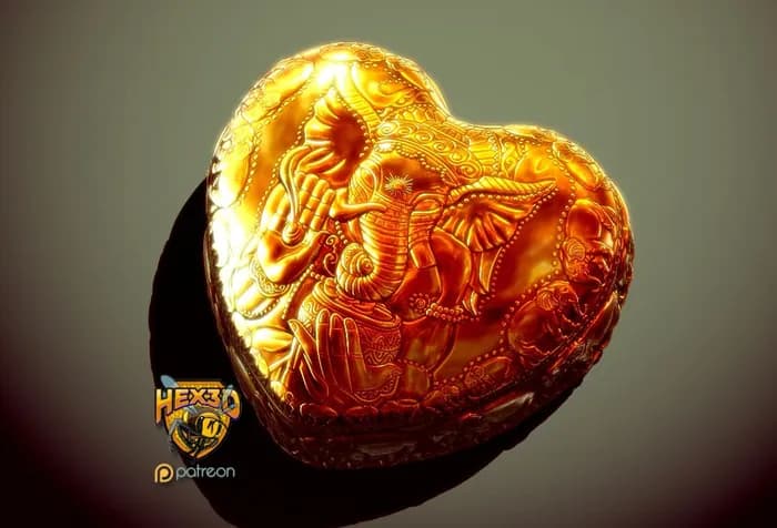 STL - Caja Corazón con Elefante Ganesha