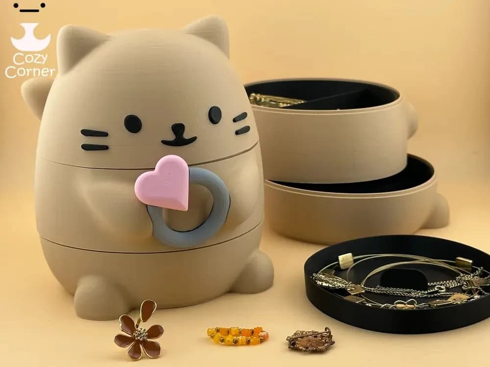 STL - Caja de Joyas con Diseño de Gato