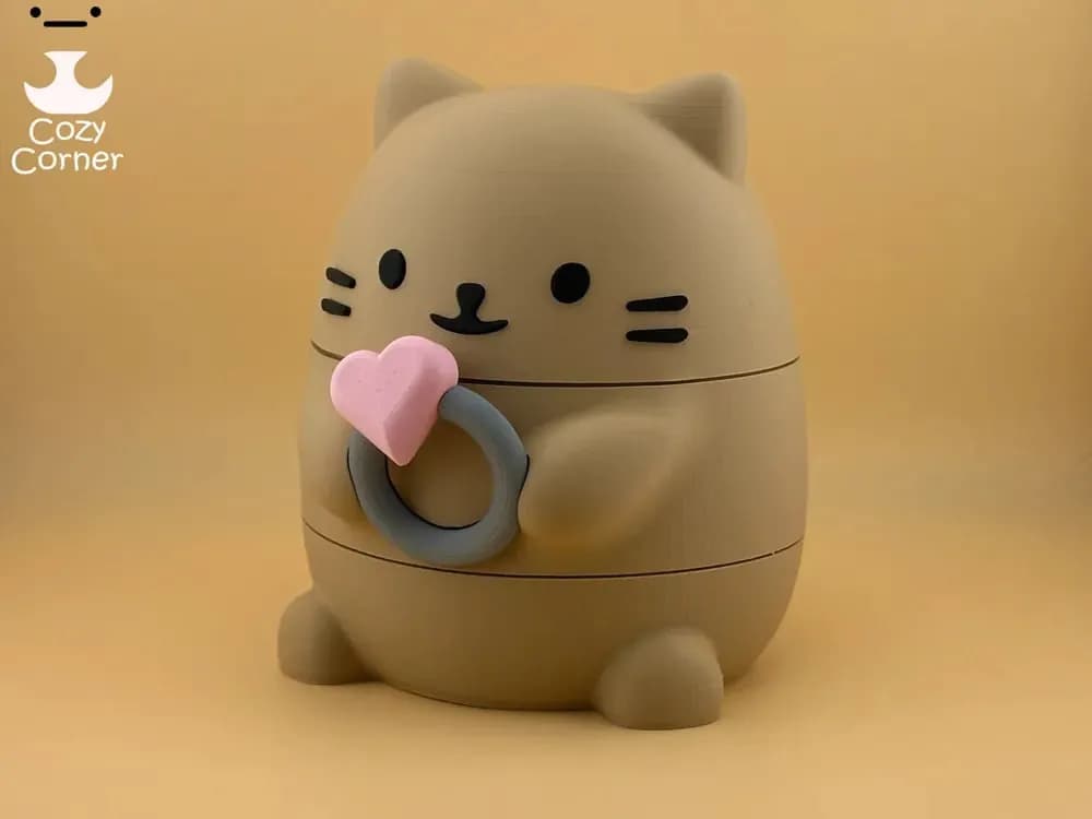 STL - Caja de Joyas con Diseño de Gato render 3