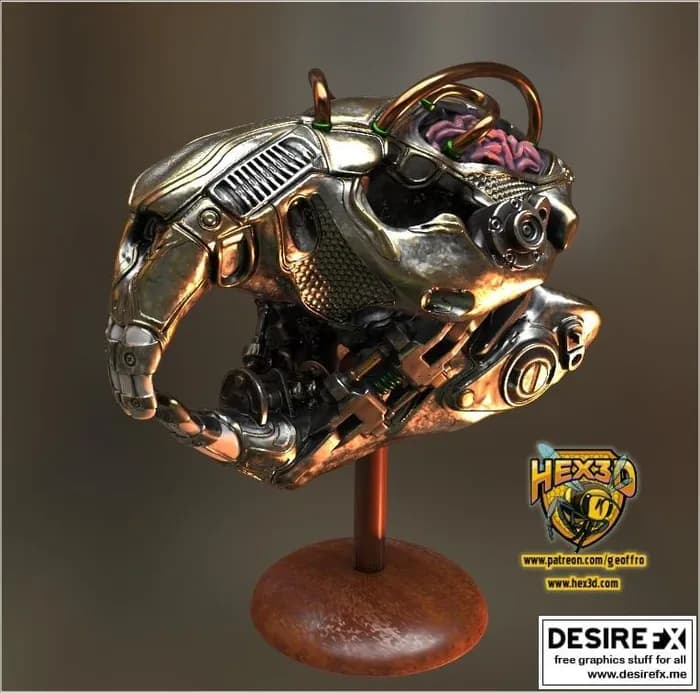 STL - Calavera de castor cibernética render 2
