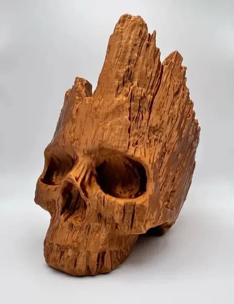 STL - Calavera de madera tallada