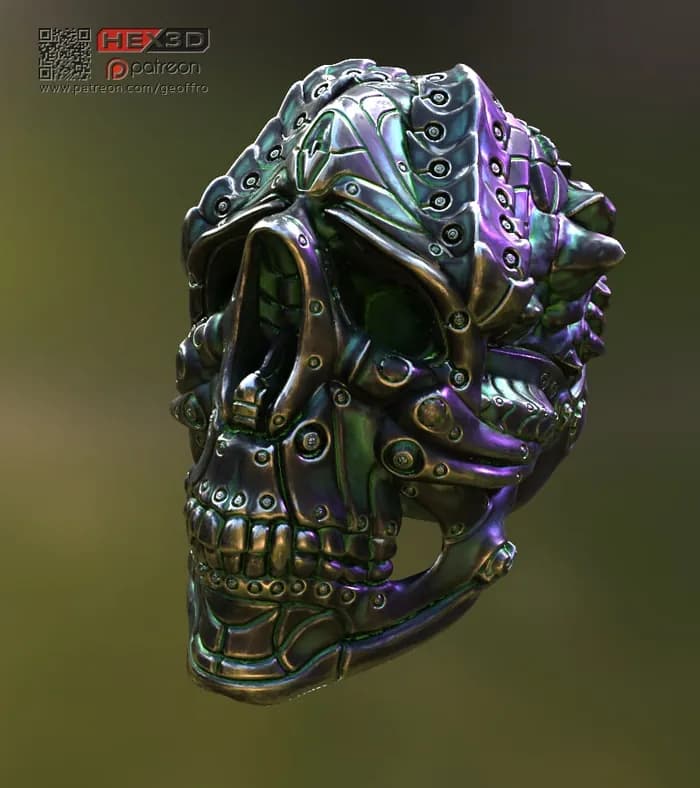 STL - Calavera Mecánica Cyberpunk