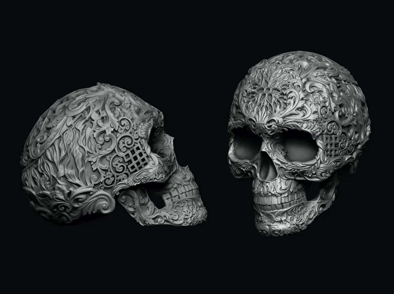 STL - Calavera Ornamental Detallada