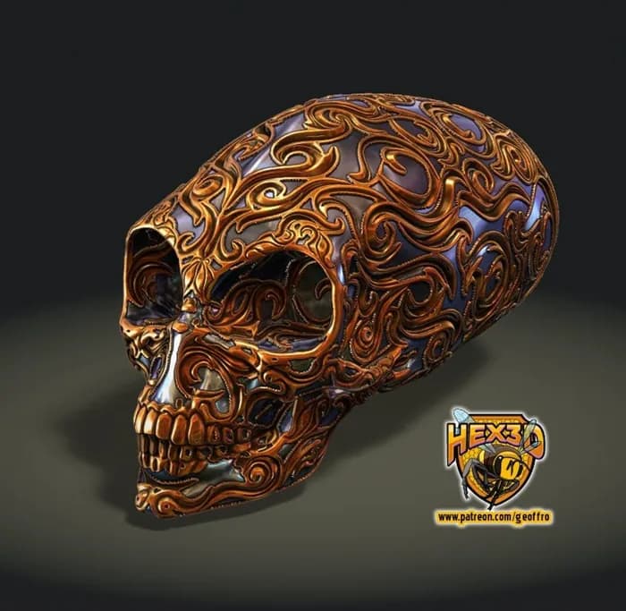 STL - Intricate ornamental skull