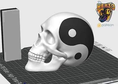 STL - Calavera Yin Yang render 2