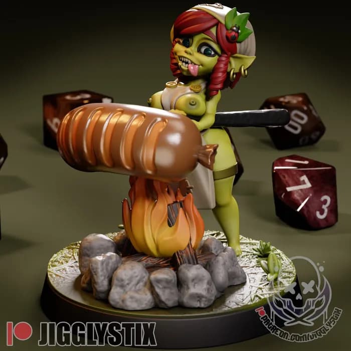STL - campfire goblin girl 32mm 75mm