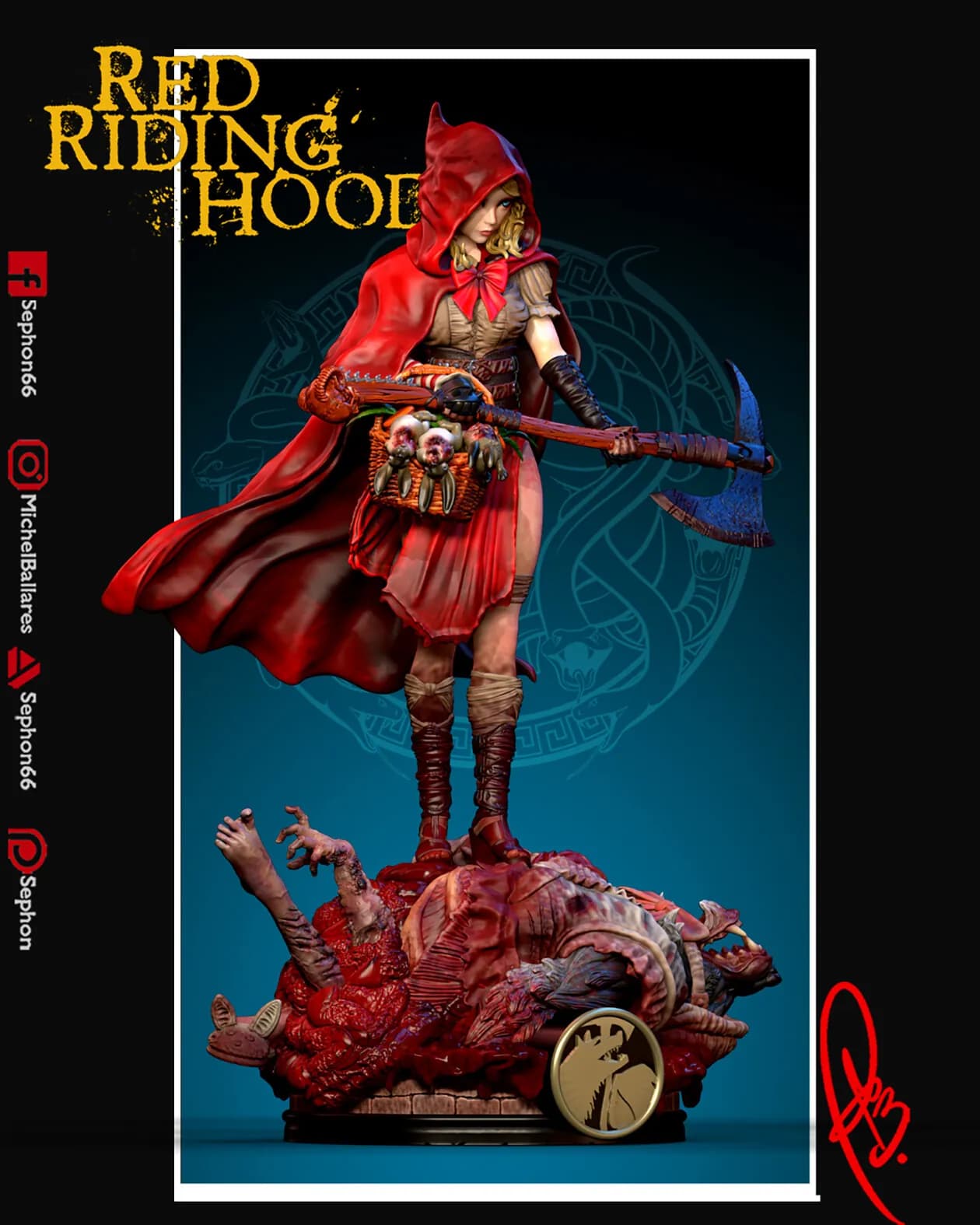 STL - Caperucita Roja vs Lobo Feroz render 3