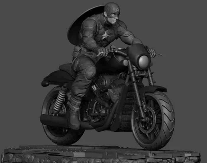 STL - capitán america en moto
