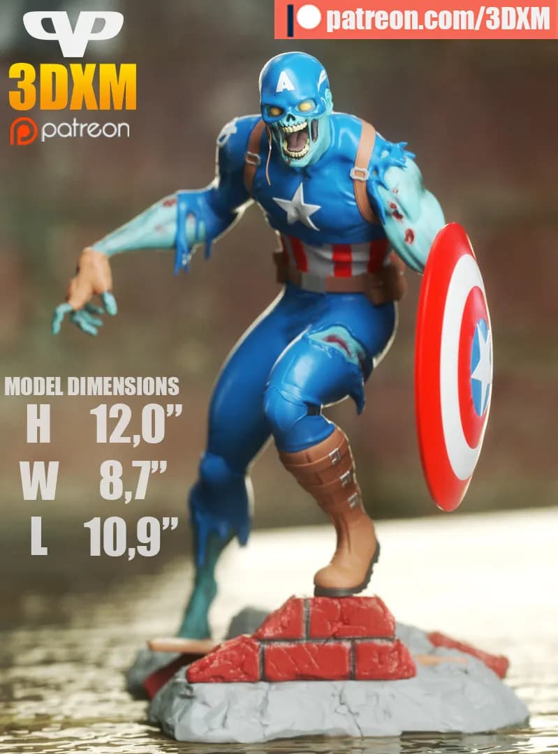 STL - Capitán América Zombie render 2