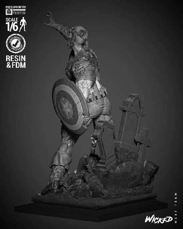 STL - Capitán América Zombie 2 render 2