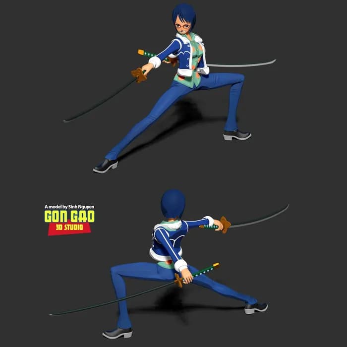 STL - captain tashigi one piece fanart render 2