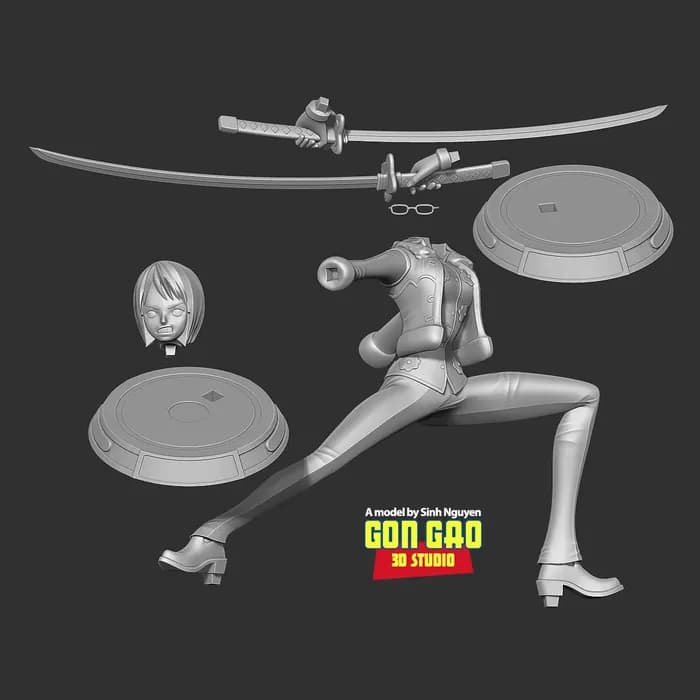 STL - captain tashigi one piece fanart render 3