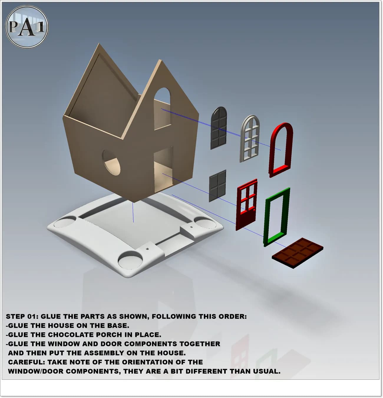 STL - Casa de pan de jengibre navideña render 3
