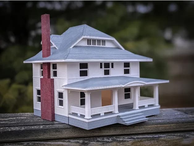 STL - Casa estilo granja para pájaros render 2