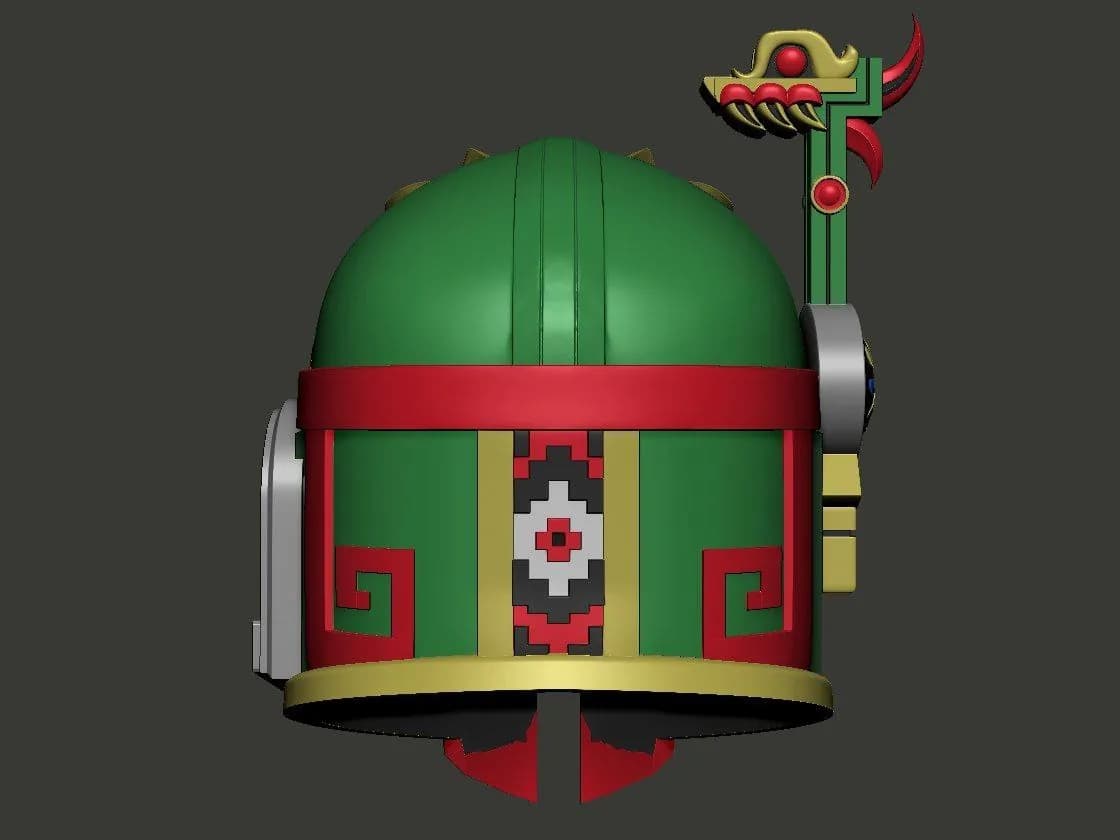 STL - Casco de Boba Fett estilo Azteca render 3