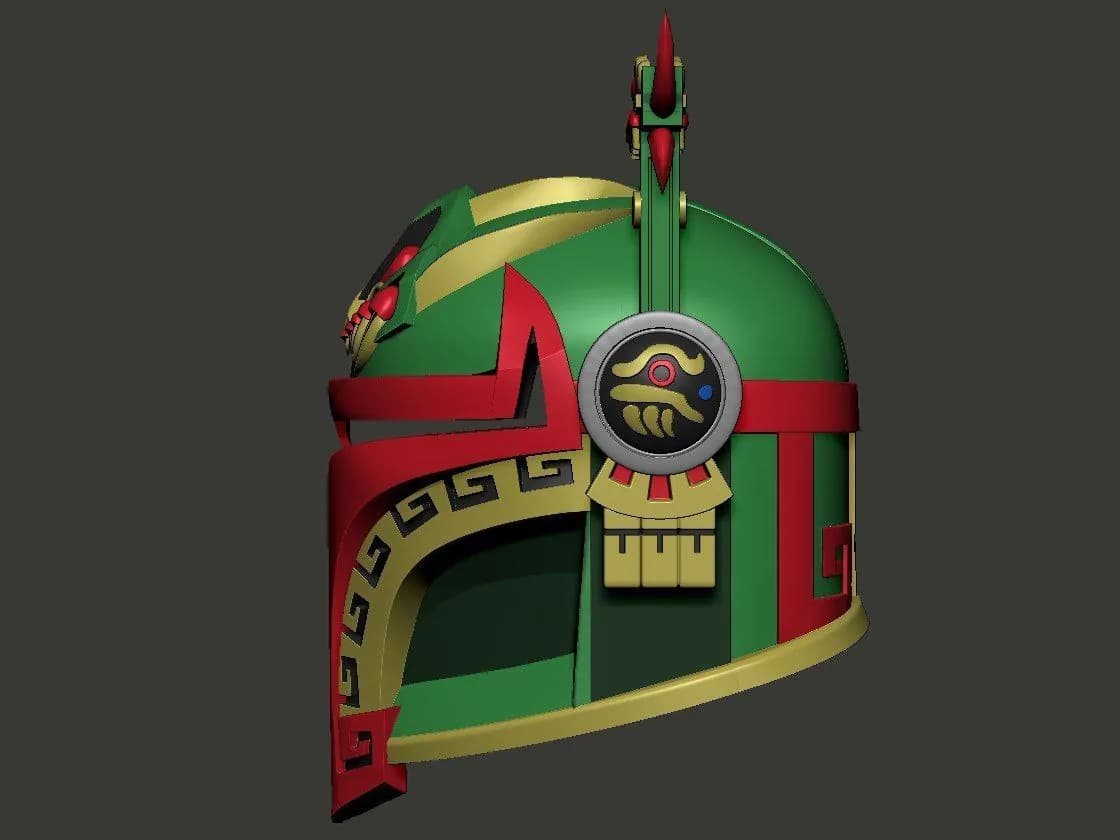 STL - Casco de Boba Fett estilo Azteca render 4