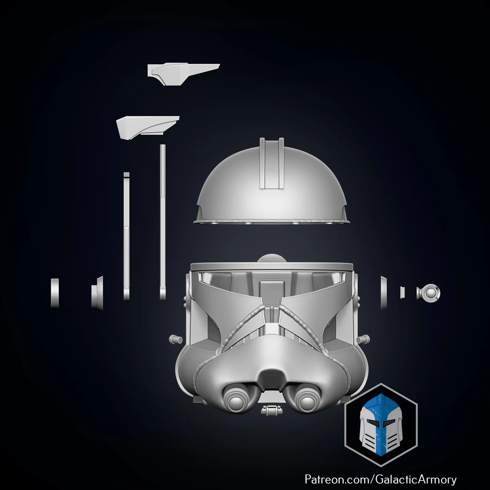 STL - Casco de Capitán Rex de Star Wars render 4