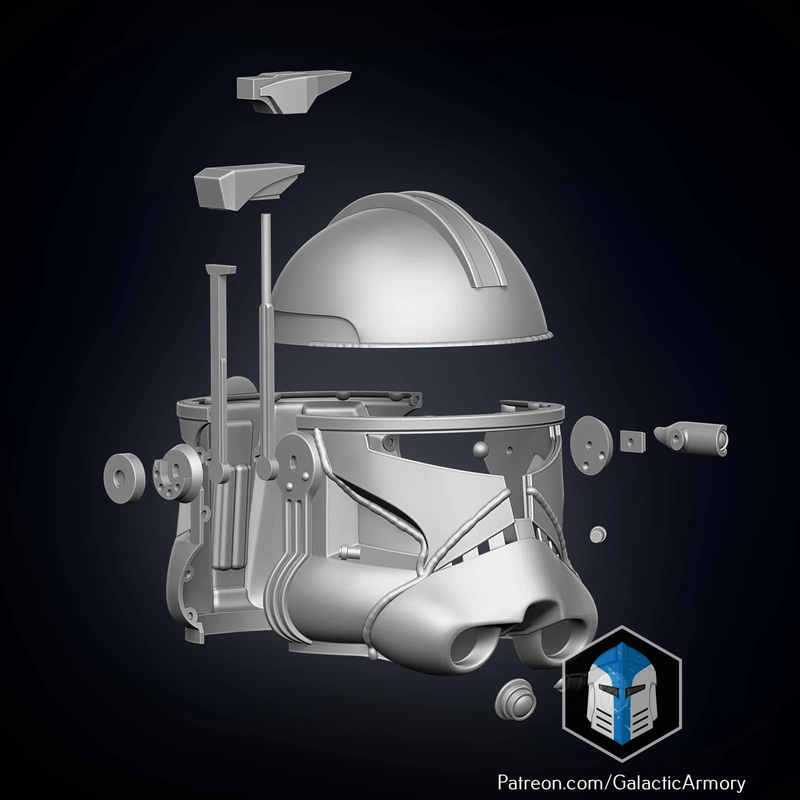 STL - Casco de Capitán Rex de Star Wars render 5