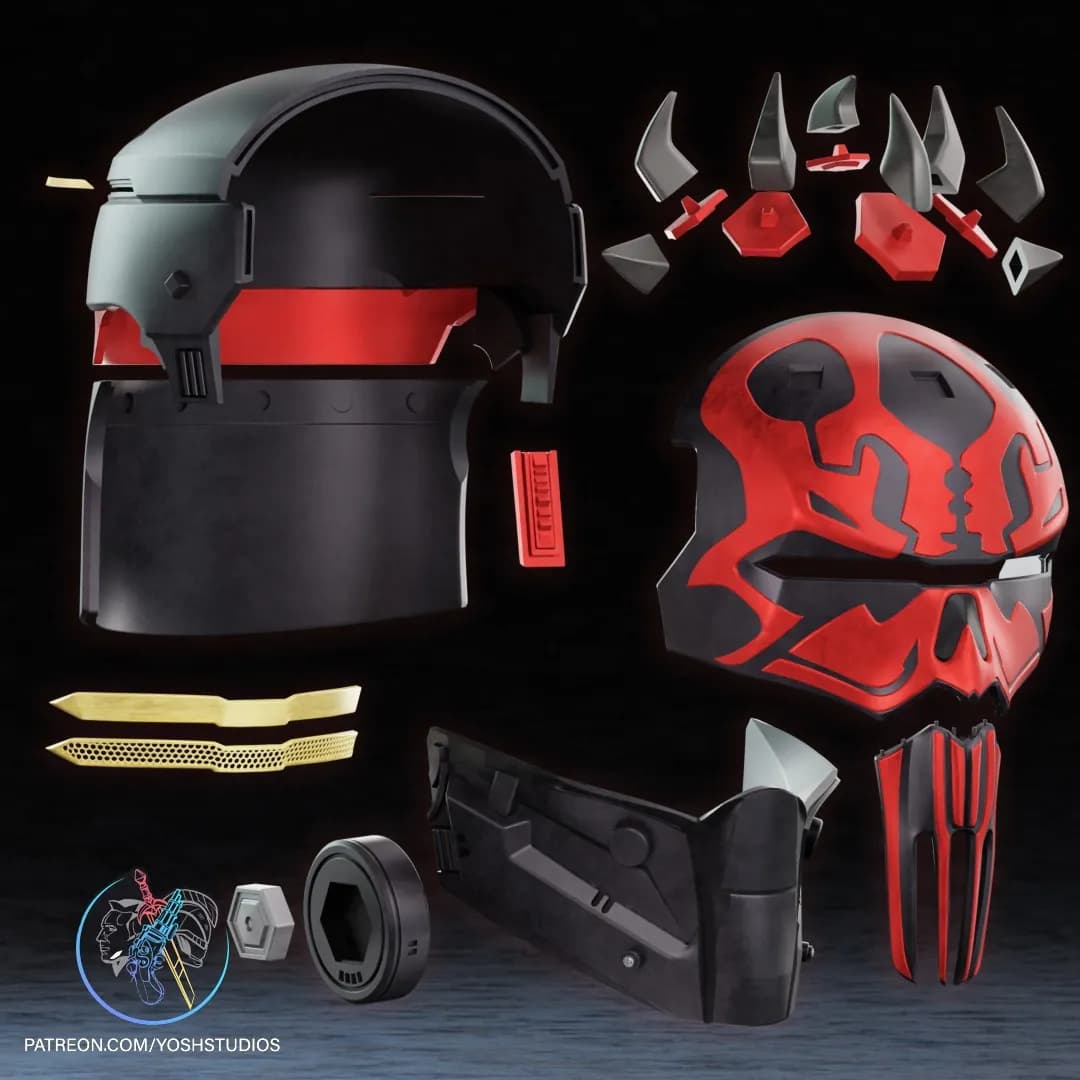 STL - Casco de Darth Maul con cuernos render 2